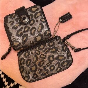 Leopard Print Wallet and Pouch Duo